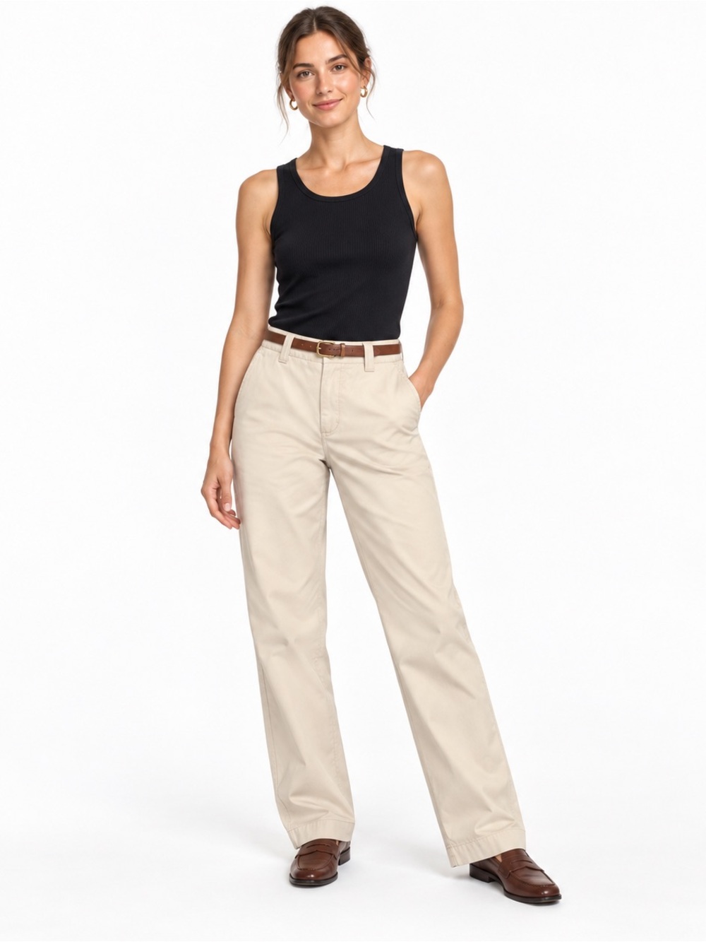 Vintage Y2K Gap Khaki Chino Pants 2 Long Wide Straight Leg Cotton Light Khaki